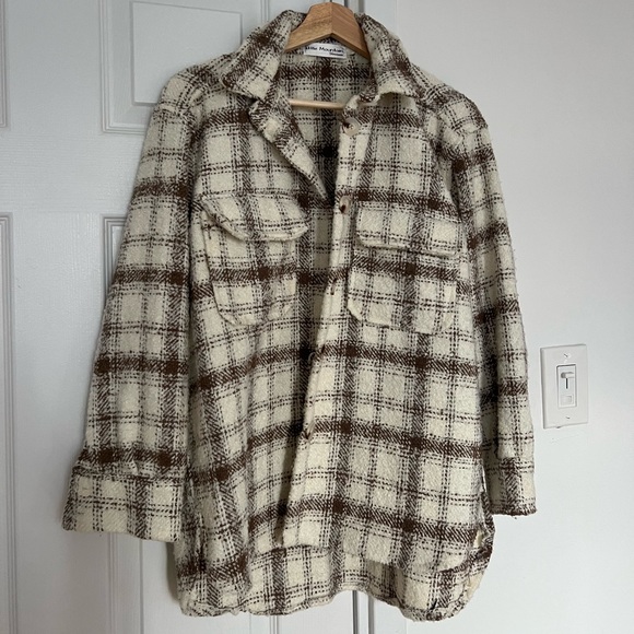 Little Mountain Vancouver Shacket Cream/Brown size small - Picture 4 of 5